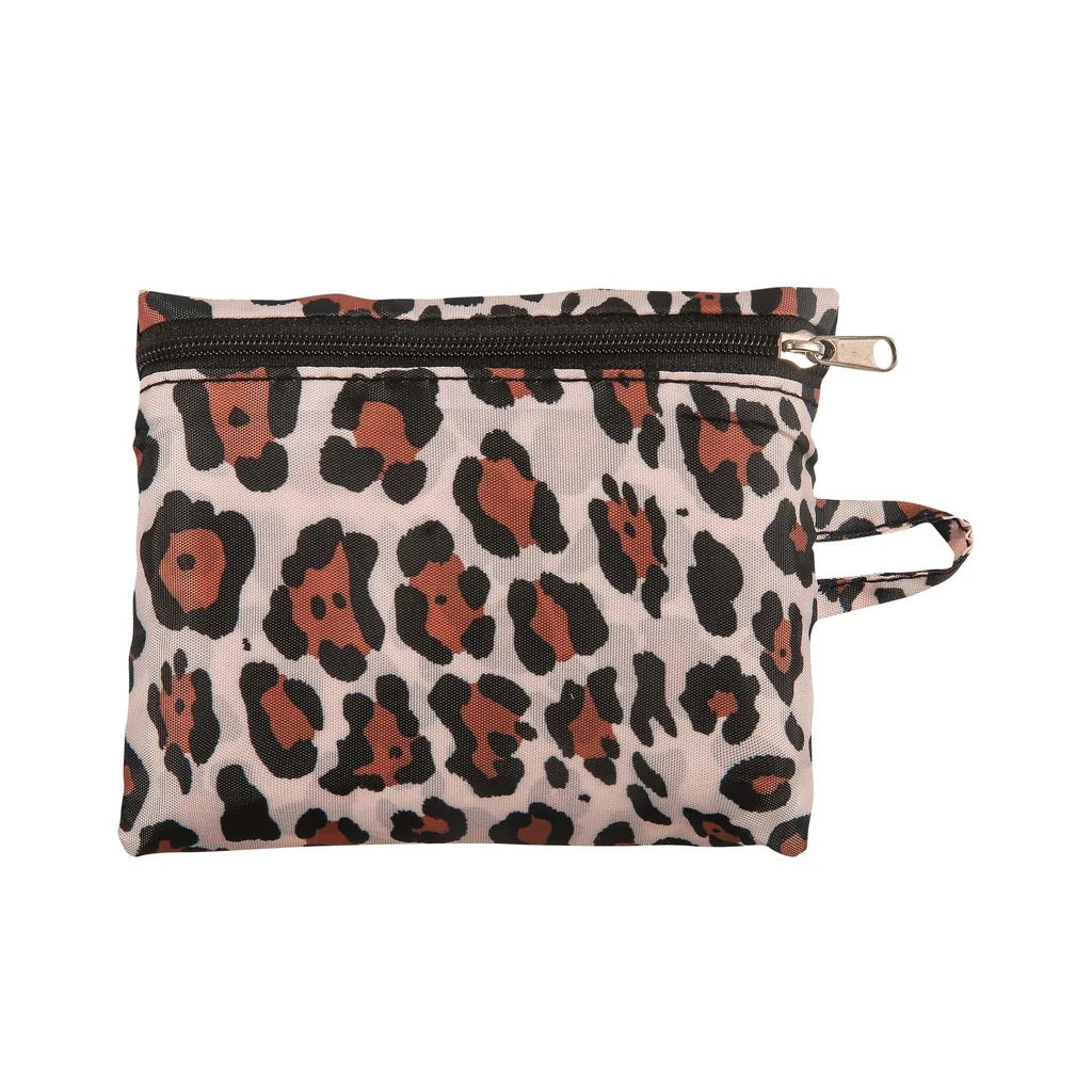 ECO CHIC FOLDABLE REUSABLE LARGE SHOPPING BAG LEOPARD