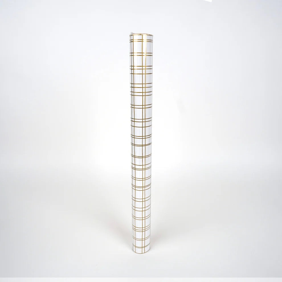 GOLD PLAID PAPER TABLE RUNNER