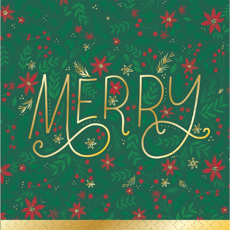 MERRY FLORAL CHRISTMAS COCKTAIL NAPKINS