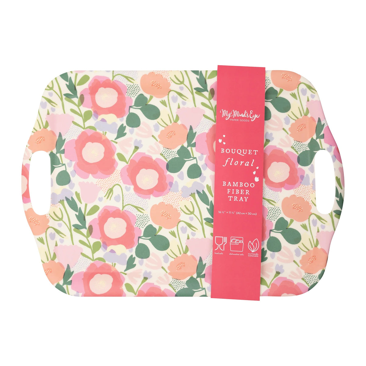 STYLISH REUSABLE BAMBOO TRAY WITH FLORAL DESIGN