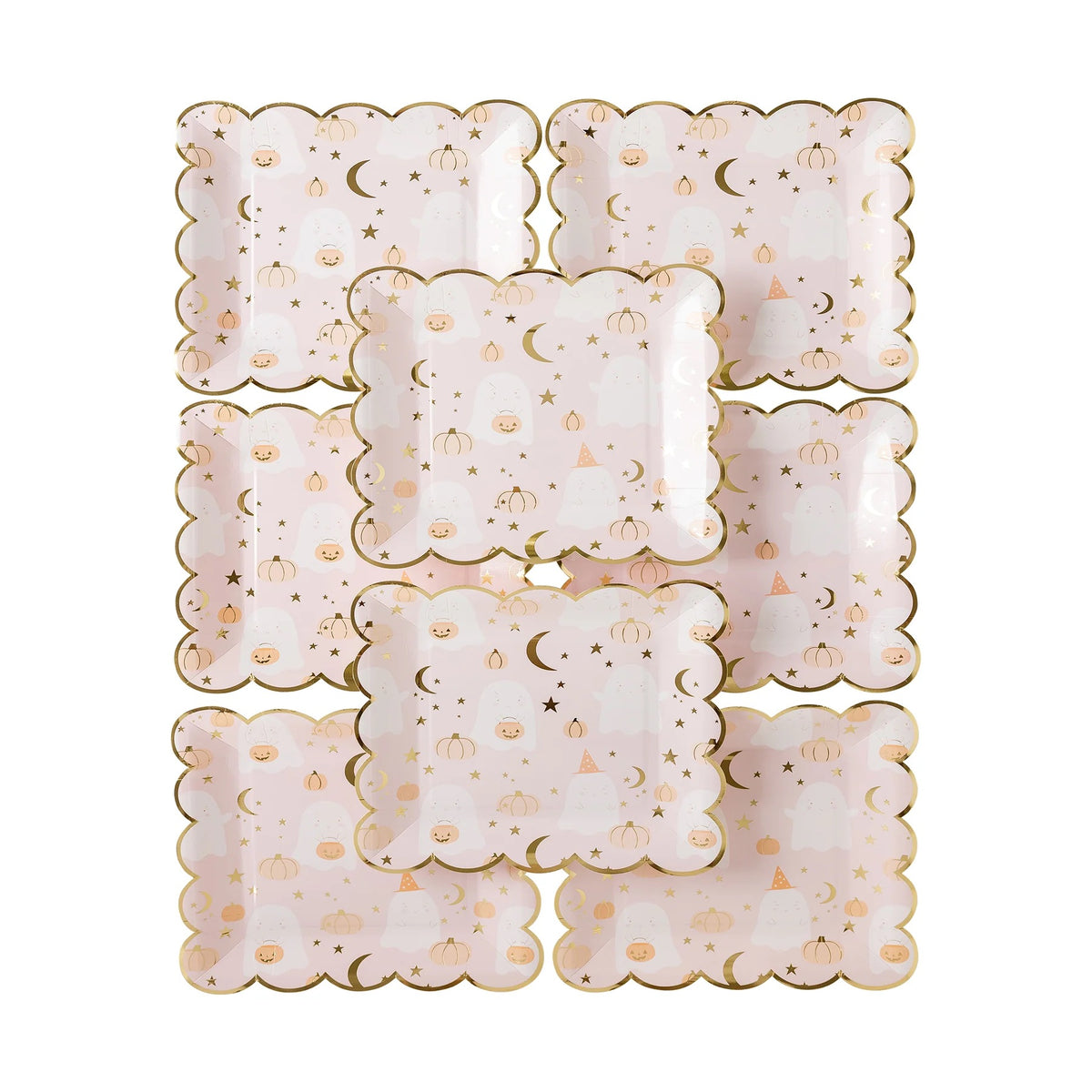 PASTEL PINK GHOST AND PUMPKIN SCATTER DINNER PLATE