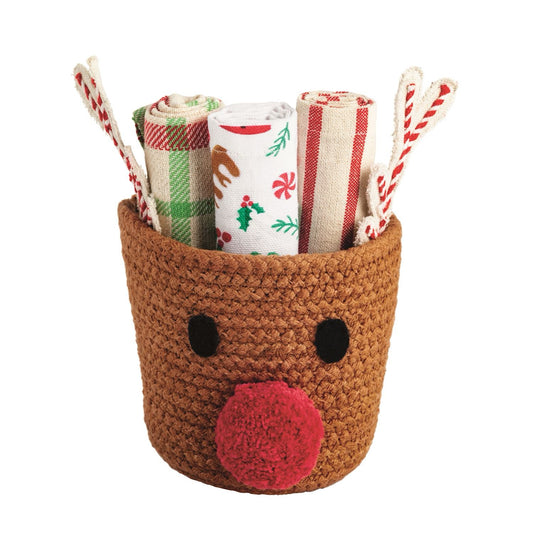 REINDEER BASKET TOWEL SET
