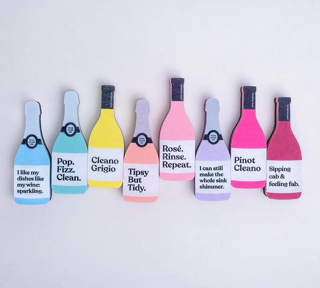 SCRUBBLY WINE BOTTLE KITCHEN SPONGES 8 DESIGNS