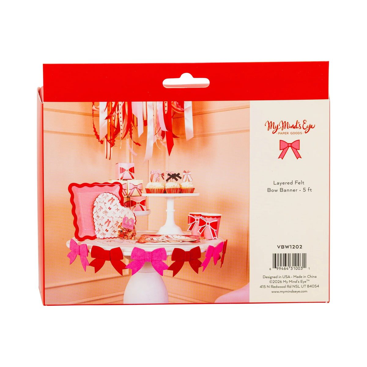 PINK AND RED FELT BOW BANNER