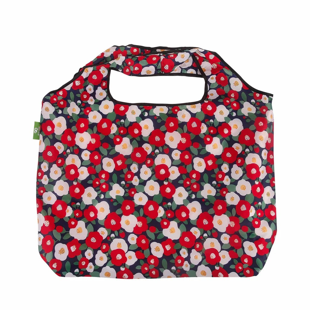 ECO CHIC FOLDABLE REUSABLE LARGE SHOPPING BAG ABSTRACT POPPY