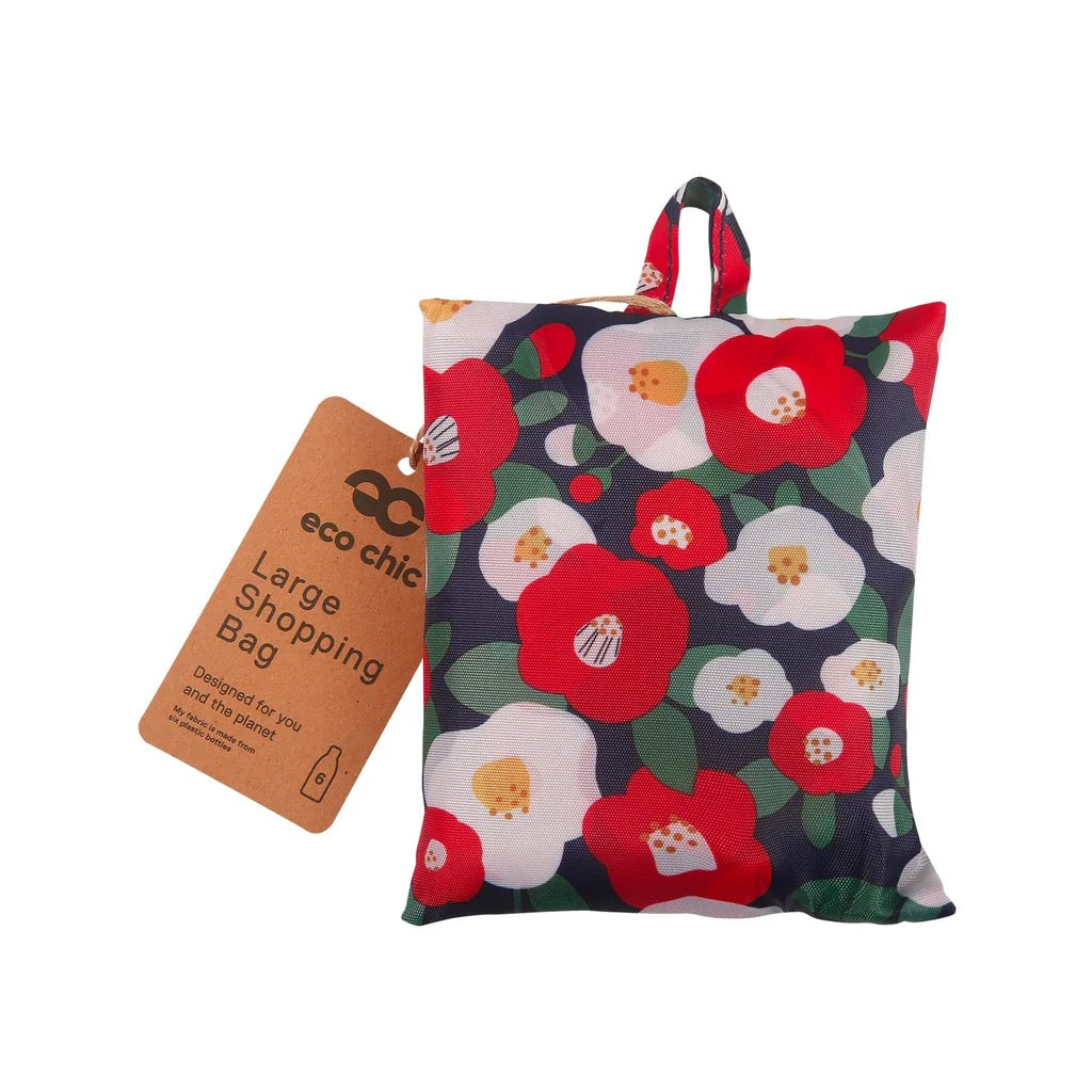 ECO CHIC FOLDABLE REUSABLE LARGE SHOPPING BAG ABSTRACT POPPY