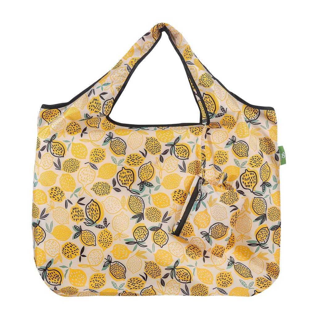 ECO CHIC FOLDABLE REUSABLE LARGE SHOPPING BAG LEMON
