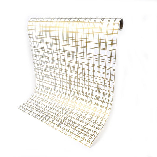 GOLD PLAID PAPER TABLE RUNNER