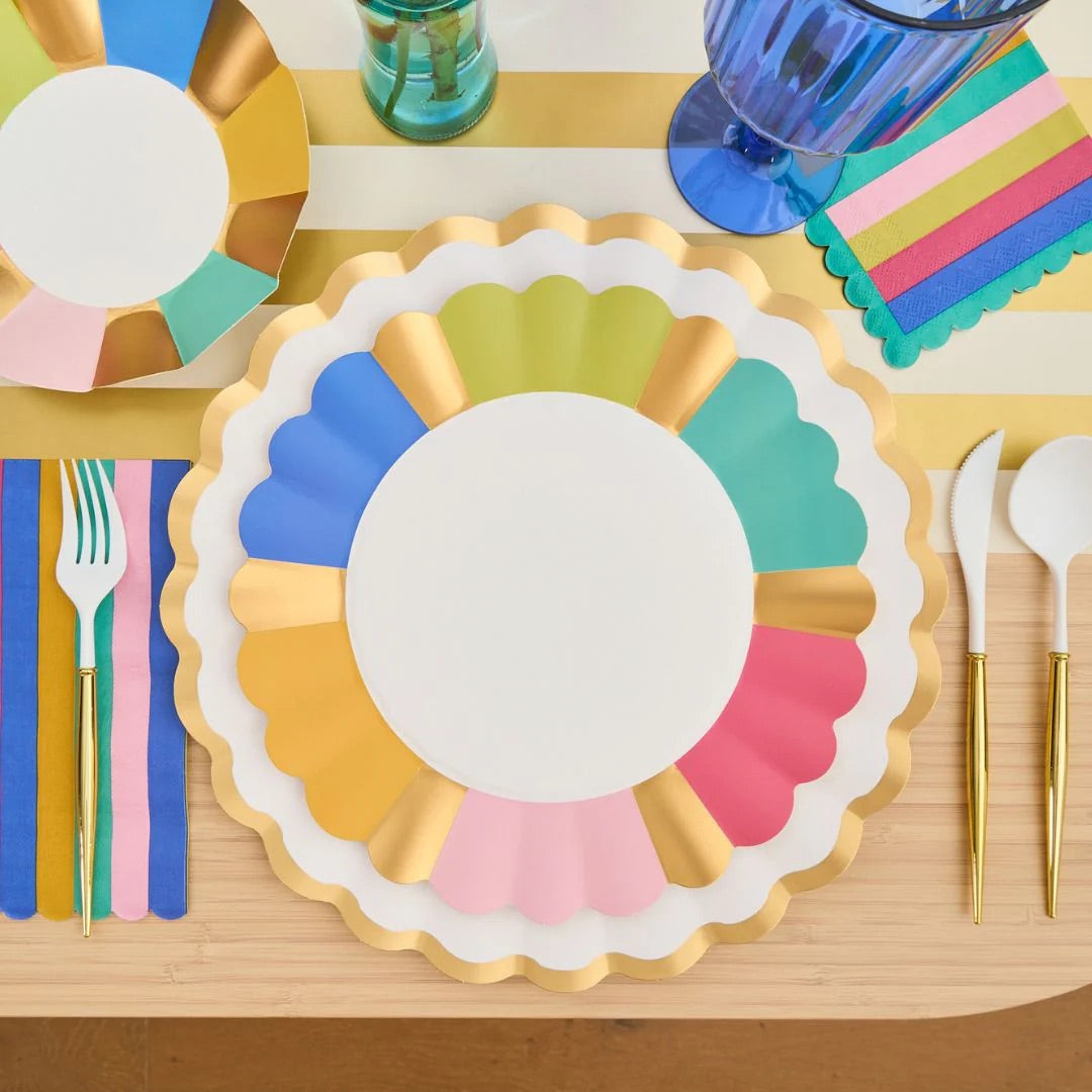 RAINBOW PASTEL SCALLOPED DINNER PLATES