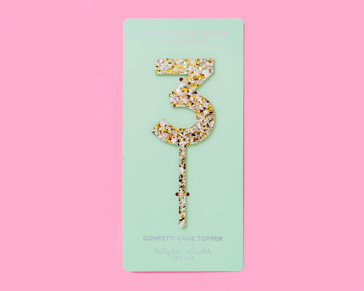 Pearl Confetti Cake Topper Numbers
