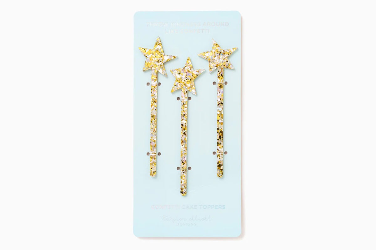 Set of 3 Stars Pearl Confetti Cake Topper