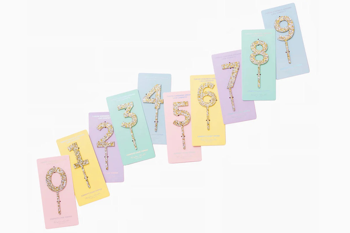 Pearl Confetti Cake Topper Numbers