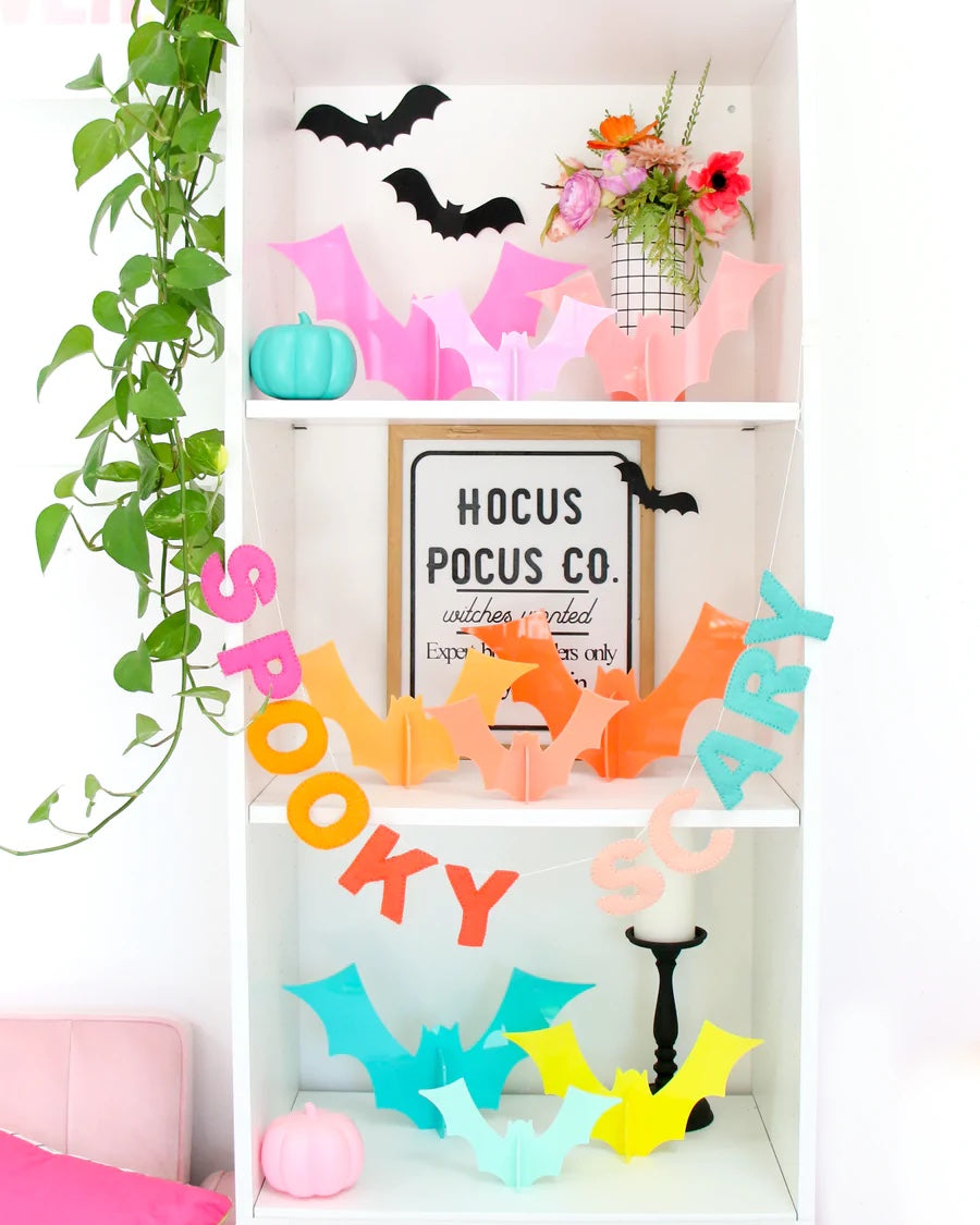 Halloween Pink Set Opaque Acrylic Bat Decorations