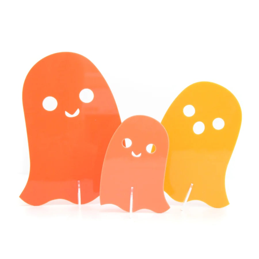 Halloween Orange Set Opaque Acrylic Ghost Decorations