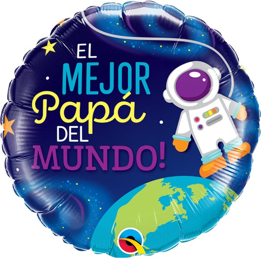 Round Mejor Papa Astronaut Foil Balloon