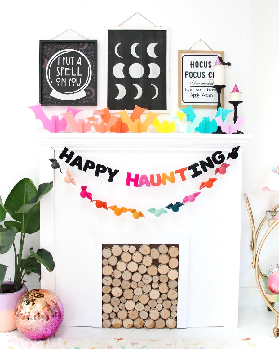 Halloween Pink Set Opaque Acrylic Bat Decorations