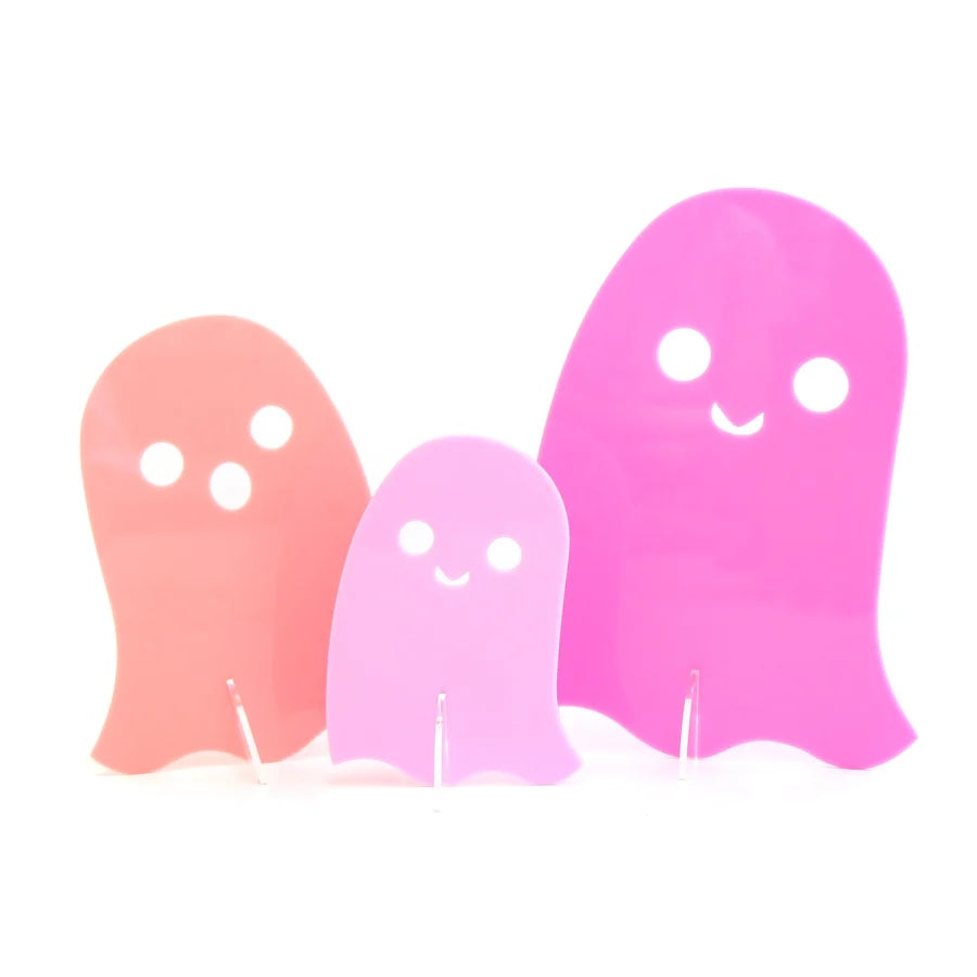 Halloween Pink Set Opaque Acrylic Ghost Decorations