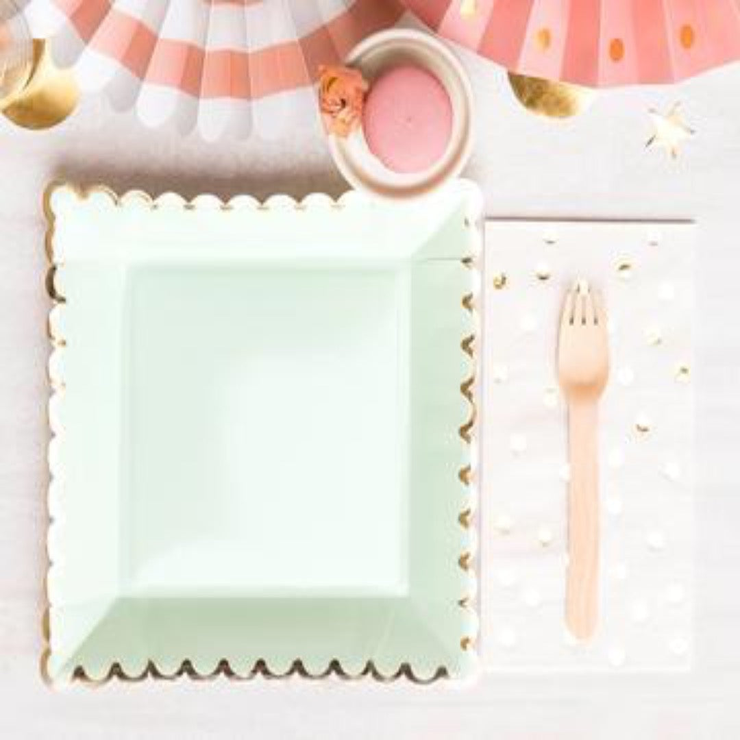 Mint Scalloped Dinner Plates