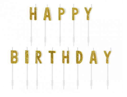Gold Happy Birthday Candles